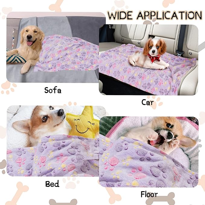 Dog Blankets for Dogs, Large Blanket Medium Blanket Dog Cat Soft Fuzzy Blankets Washable,Comfort Flannel,Fuzzy Soft Blankets for Dogs,Pet Blanket,Reversible Cow Print,41 x 31 inch，Dark Blue