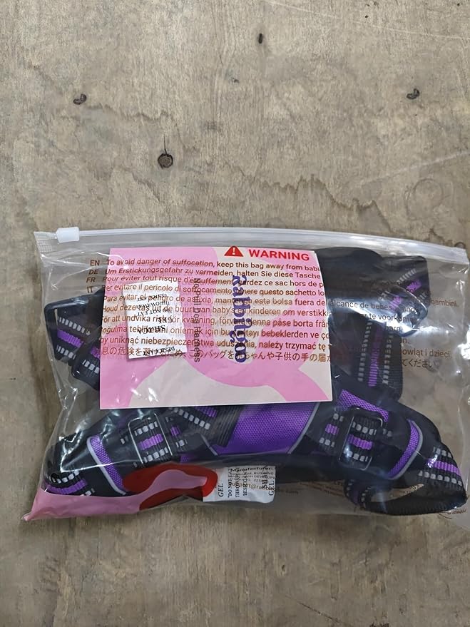 rabbitgoo Dog Harness, No-Pull Pet Harness with 2 Leash Clips, Adjustable Soft Padded Dog Vest, Reflective No-Choke Pet Oxford Vest with Easy Control Handle for Small Dogs, Purple, S
