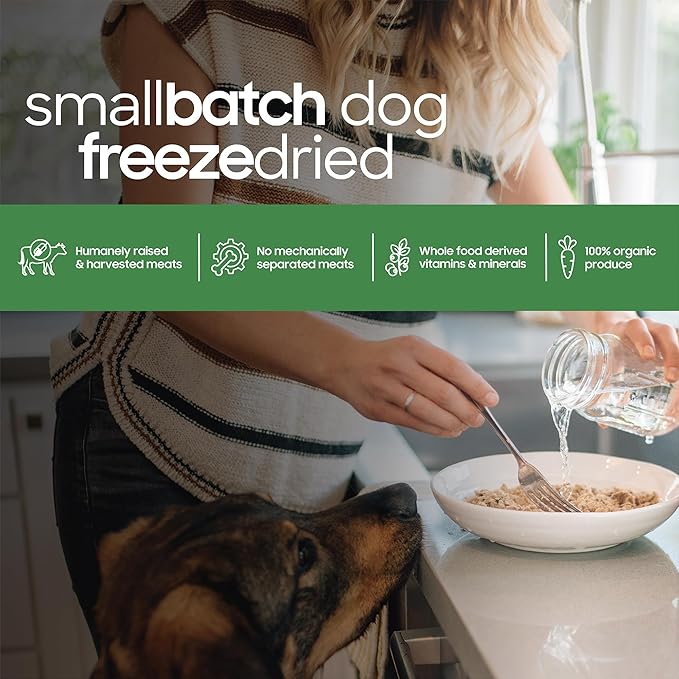 smallbatch Pets Freeze-Dried Premium Raw Food Diet for Dogs, 25oz, Chicken Recipe, Bulk Bag, Made in The USA, Organic Produce, Humanely Raised Meat, Hydrate and Serve Patties, Wholesome & Healthy