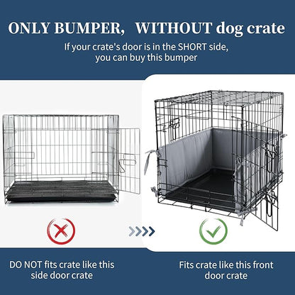 Hombys Dog Crate Bumper with Ties - Soft Crate Accessory -Kennel Cover - Training Pads for Front Door Crates, 30"x18", Gray