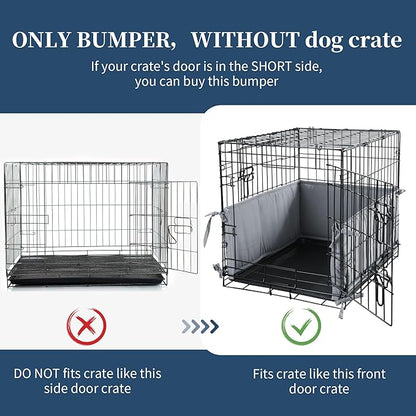 Hombys Dog Crate Bumper with Ties - Soft Crate Accessory -Kennel Cover - Training Pads for Front Door Crates, 35"x24", Gray