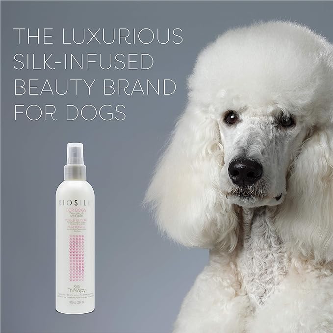 BioSilk Silk Therapy Detangling Plus Shine Protecting Mist for Dogs | Best Detangling Spray for All Dogs & Puppies for Shiny Coats and Dematting | 8 Oz - Pack of 6