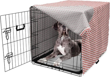 Lunarable Fruits Dog Crate Cover, Apple Fruit on Faded Dots Backdrop Fun Happy Pattern, Easy to Use Pet Kennel Cover for Medium Large Dogs, 48 Inch, Red Green Black