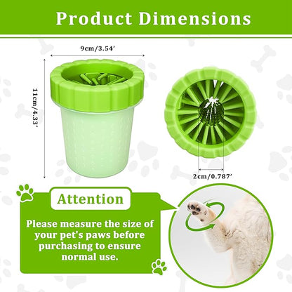 Qianruida Dog Paw Cleaner Cup, Soft Silicone, Portable, Easy to Clean, Removes Mud and Dirt, Grooming Accessory for Home, Travel – Green, M