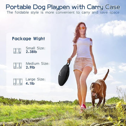 Dog Playpen,Pet Playpen,Foldable Dog Cat Playpens,Portable Exercise Kennel Tent Crate,Water-Resistant Breathable Shade Cover, Indoor Outdoor Travel Camping Use for Small Animals with Carrying Case(M)