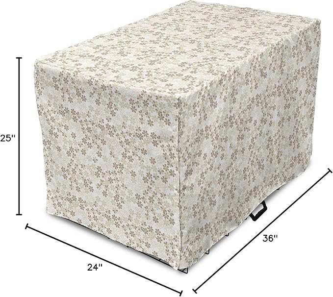 Ambesonne Flower Dog Crate Cover, Flowers Bouquet Blossoms Ornamental Simplistic Monochromic Summer Art, Easy to Use Pet Kennel Cover for Medium Large Dogs, 36 Inch, Beige Umber
