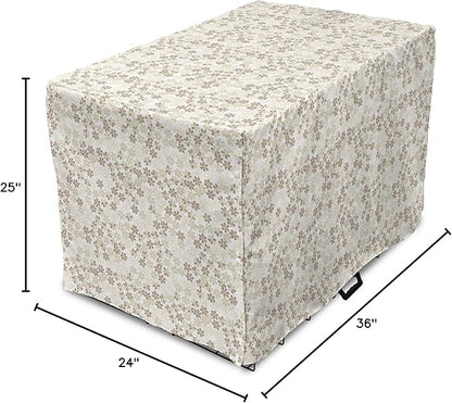 Ambesonne Flower Dog Crate Cover, Flowers Bouquet Blossoms Ornamental Simplistic Monochromic Summer Art, Easy to Use Pet Kennel Cover for Medium Large Dogs, 36 Inch, Beige Umber