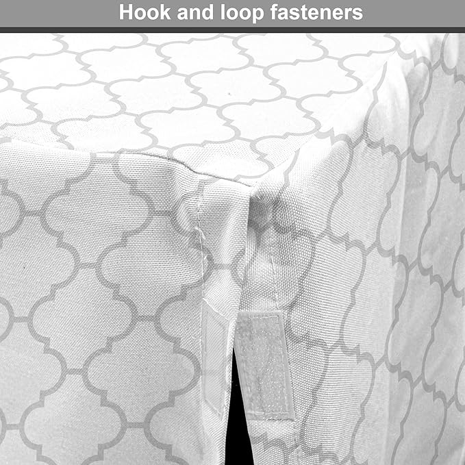 Lunarable Grey Dog Crate Cover, Moroccan Traditional Trellis Pattern Simple Geometric Monochrome Tile, Easy to Use Pet Kennel Cover for Cats & Medium Dogs, 24 Inch, White Grey
