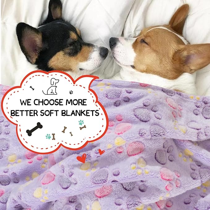 Dog Blankets for Dogs, Large Blanket Medium Blanket Dog Cat Soft Fuzzy Blankets Washable,Comfort Flannel,Fuzzy Soft Blankets for Dogs,Pet Blanket,Reversible Cow Print,41 x 31 inch，Dark Blue