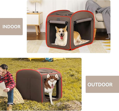 Petsfit Pop Up Dog Crate, Portable Dog Crates for Medium Dogs，Lightweight&Collapsible Pet Cage Cat Kennel, Included Soft Mat and Carrying Case，Red，Medium