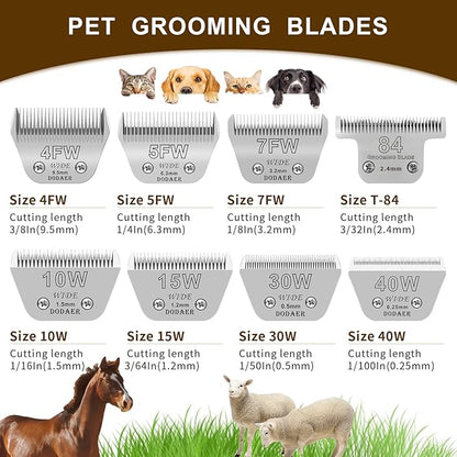 10W Detachable Dog Grooming Wide Blades,Compatible with Andis,Oster A5,Wahl KM10 Series Clippers,Cut Length 1/16”(1.5mm)