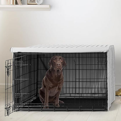 Sweet Jojo Designs 42in. Medium/Large Dog Crate Cover (White and Grey Stripe) Pet Cage, Kennel Covers (Modern, Neutral, Contemporary, Striped, Elegant, Pinstriped, Minimalist, Gray Stripes)