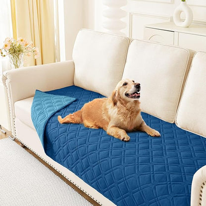 hyha Waterproof Dog Bed Blanket, Soft Dog Bed Cover Pet Blankets, Washable Couch Sofa Cover for Dogs, Reversible Pet Sofa Covers for Furniture (30x70 Inch, Navy Blue/Blue)