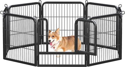 Yaheetech Dog Playpen Outdoor, 24 inch 8 Panels Dog Pen Indoor Heavy Duty Puppy Exercise Pen Metal Pet Fence for RV Camping/Yard/Garden