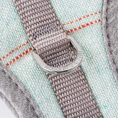 HUGO & HUDSON Dog Harness, No-Pull Anti Choke Tweed Harness Vest, Aqua Checkered, XS