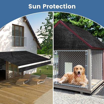 Knitted Shade Cloth 6ft x 12ft 85% Sunblock Kennel Shade Cover with Grommets Black (Excludes Kennel) - PS0612BLKX1