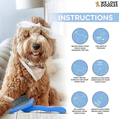 Slicker Brush for Dogs, Grooming Supplies - Best Doodle & Poodle Comb for Long Haired Dogs - Goldendoodle Long Pin Dentangler For Dematting (Large) (Large Slicker & Cleaner)