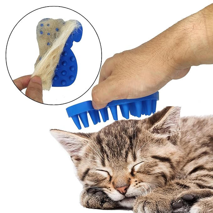 KIRTI Groom Brush,Massag Brush for Dogs, Cats, Small Animals and Pets with Short Hair Grooming Bathing Massaging and Deshedding Silicone Brush,Soft Rubber Bristles (Blue)