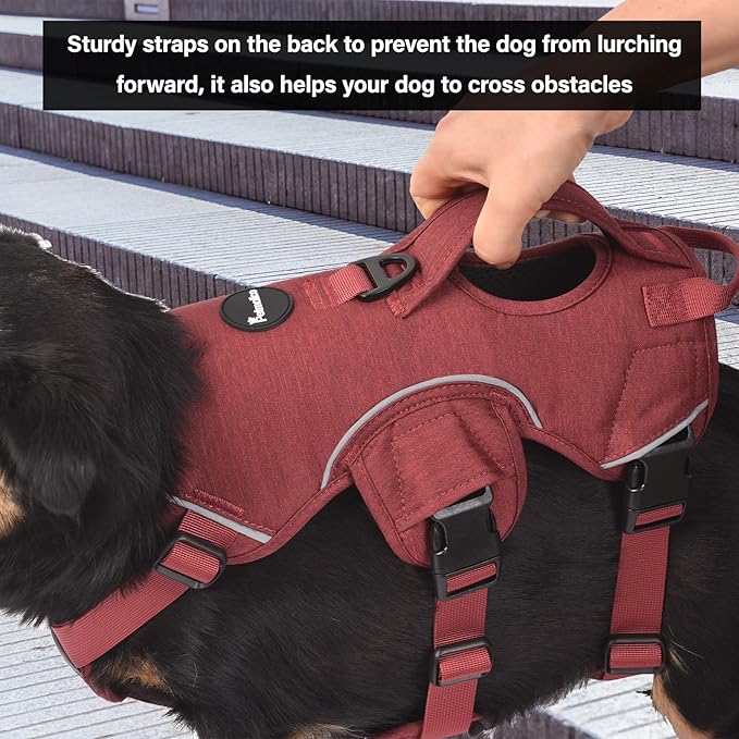 Petmolico Escape Proof Dog Harness Vest, Adjustable No Pull Vest Reflective Dog Harness Vest for Large Dogs(Red,Medium)