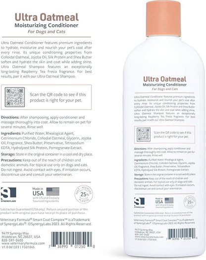 Veterinary Formula Smart Coat Complex Ultra Oatmeal Moisturizing Conditioner for Dogs, 17 Fl oz – with Colloidal Oatmeal & Jojoba – Leaves Coat Soft, Shiny, Hydrated, Strong, with Long-Lasting Scent