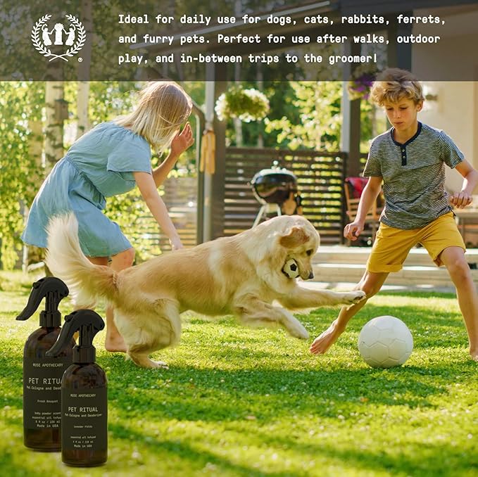 Muse Apothecary Pet Ritual Pet Cologne Spray for Dogs - Dog Perfume Spray Long Lasting After Bath - Pet Perfume for Dogs - Essential Oils Infused - 8oz, Fresh Bouquet