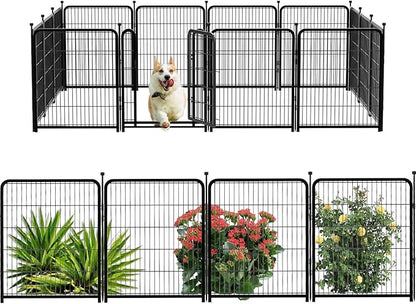 Tall Garden Fence, 32 in(H) Dog Fence Outdoor for Yard. 12 Panels Total 26.6 Ft(L) Puppy Playpen, Suitable for Indoor or Outdoor Use Play Pens for Puppys, Large Dog Pen, Fence for Garden
