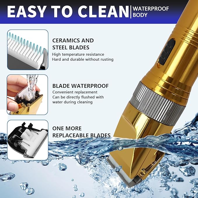 Professional Dog Grooming Clippers for Thick Coat - Dog Hair Trimmer for Grooming- Sheep Shears for Thick Hair – Pet Grooming Clippers for Dogs, Cats, Sheeps, Horse (Gold)
