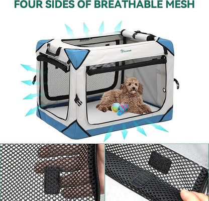 YITAHOME Collapsible Dog Crate, 4-Door Portable Travel Dog Crate with Durable Mesh Windows, Foldable Soft Dog Crate Kennel for Indoor & Outdoor(26" L x 18" W x 18" H)