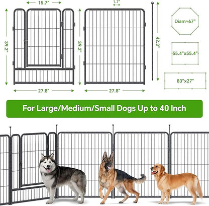 Mr Ironstone Dog Playpen with Anti-Rust Coating – 40" Height 8 Panels Portable & Foldable Indoor/Outdoor Pet Fence for Large, Medium, or Small Dogs – Durable Exercise Pen