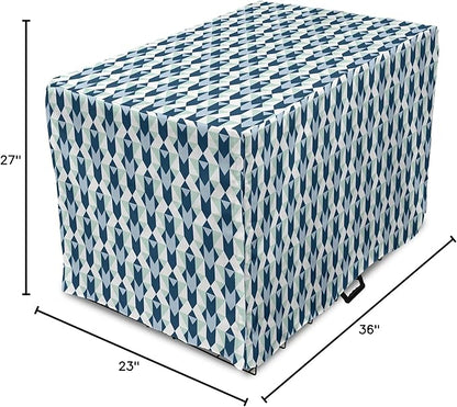 Lunarable Chevron Dog Crate Cover, Stripes Zigzags and Other Geometrical Shapes Pastel Colored Pattern, Easy to Use Pet Kennel Cover for Medium Large Dogs, 36 Inch, Mint Navy Blue Pale Blue