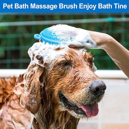 ROPO Dog Shampoo Brush, Dog Bath Brush & Dogs Shower, Dog Hand Brush for Grooming, Dog Scrubber for Bath, Dog Wash Brush (Blue)
