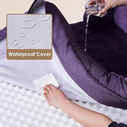 EHEYCIGA Orthopedic Dog Beds for Extra Large Dogs, Waterproof Memory Foam XL Dog Bed with Sides, Non-Slip Bottom and Egg-Crate Foam Big Dog Couch Bed with Washable Removable Cover, Purple