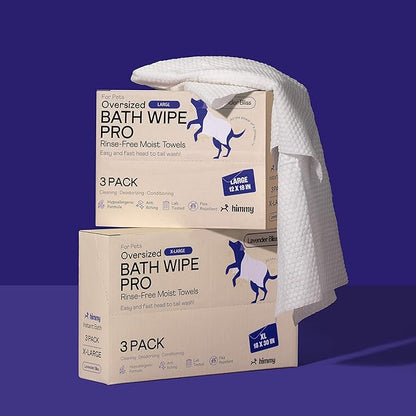 Himmy XL Pet Wipes for Dogs and Cats – 18” x 30” Bath Wipes for Cleaning, Deodorizing, Conditioning, Anti-Itch Grooming, Wet Dog Wipes for Paws, Butt, Ear, Eye, Face Whole Body Lavender