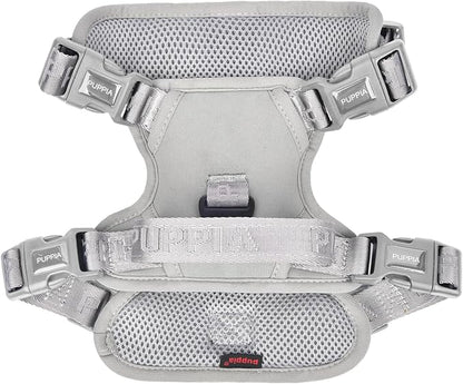 Puppia Jarek Dog Harness H Comfortable Sturdy Handle Adjustable Neck and Chest for Small and Medium Dogs - Grey - XL