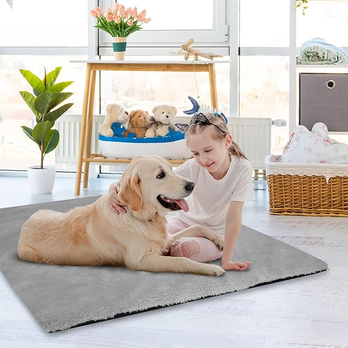 Explore Land Dog Crate Pan Cover with Softer Fluffy Top for 48 inch Dog Cage - Reversible Washable Liner for Dog Crate Tray