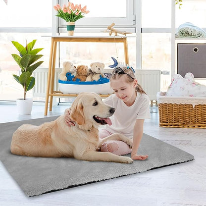Explore Land Dog Crate Pan Cover with Softer Fluffy Top for 48 inch Dog Cage - Reversible Washable Liner for Dog Crate Tray