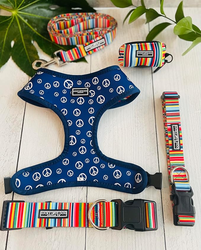Lucky Love Dog, Soft Reversible Harness Vests, Stylish Dog Accessory (Hippie, Small)