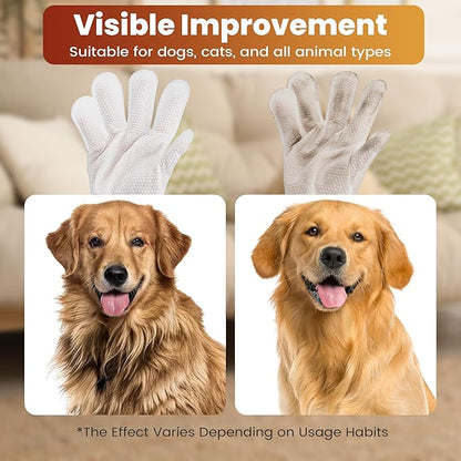 Pet Glove Wipes for Dogs Cats, Dog Cleaning Gloves, Dog Wipes Cleaning Deodorizing, Pet Wipes for Dogs Cats, Extra Thick, Unscented Rinse Free Nourish Fur Glove Wipes for Daily Care and Traveling-6pcs