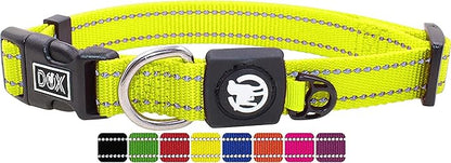 DDOXX Reflective Nylon Dog Collar - Strong and Adjustable Collars Dogs - M (Yellow)
