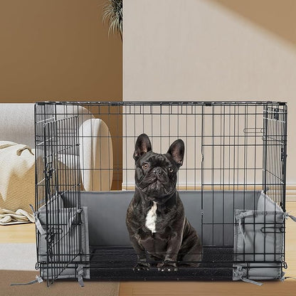 Hombys Dog Crate Bumper with Ties - Soft Crate Accessory (Do Not Include Cage) (Dark Grey, 48"x30")