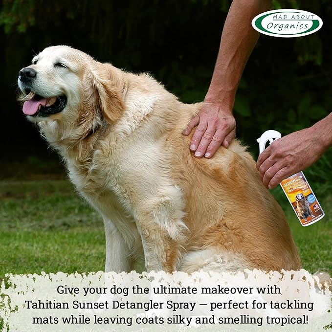 Detangler Spray - Tahitian Sunset Scent - Deodorizing Spray for Dogs and Horses, Leave-In Conditioner, Gently Releases Tangles, Softens Coats, Freshens Scent | Made in the USA | 8oz