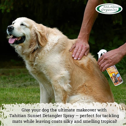Detangler Spray - Tahitian Sunset Scent - Deodorizing Spray for Dogs and Horses, Leave-In Conditioner, Gently Releases Tangles, Softens Coats, Freshens Scent | Made in the USA | 8oz