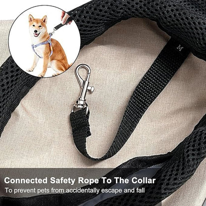 Cuby Pet Sling Carrier for Small Dogs Cats,Drawstring & Zipper Security Hook Triple Designs for Pets' Securty Dog Bag,Breathable Travel Pet Puppy Sling Carrier with Adjustable Strap(Beige,S (3-5 lbs))