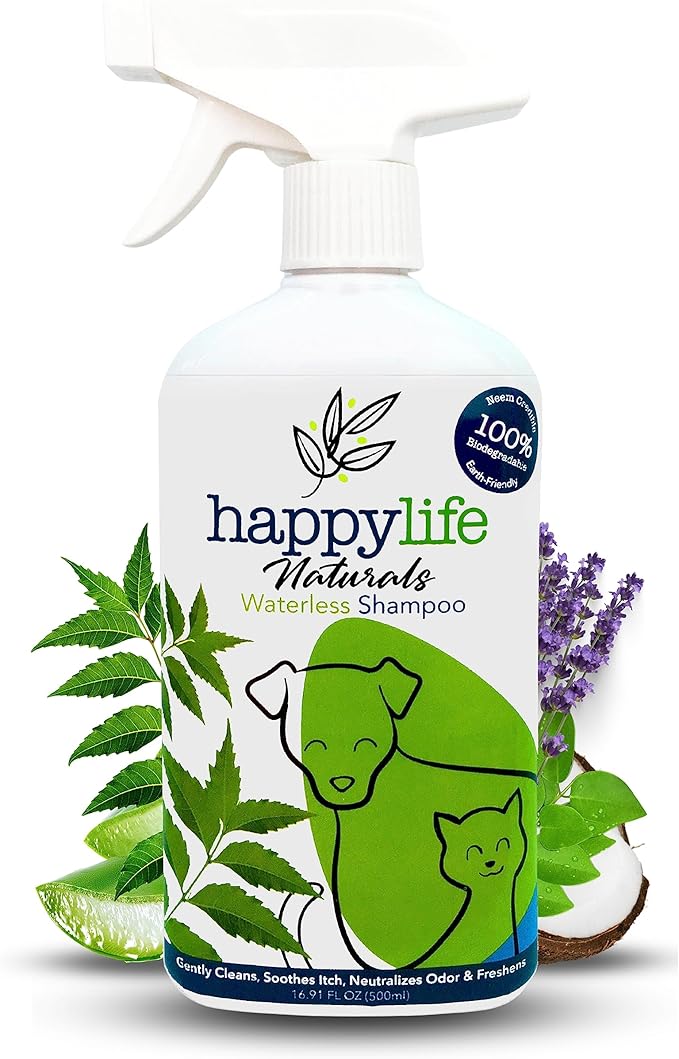 Waterless Pet Shampoo: No-Rinse Foaming Dry Shampoo Spray for Dogs & Cats - Cleanses, Hydrates, & Neutralizes Odor, pH-Balanced, Safe for Sensitive Skin & Licking, 500 ml