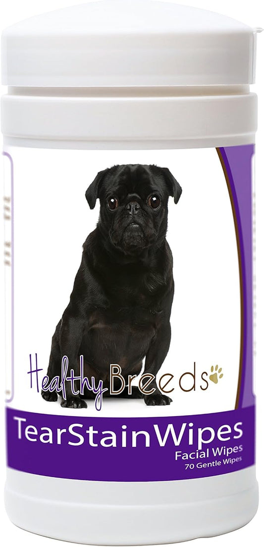 Healthy Breeds Pug Tear Stain Wipes 70 Count