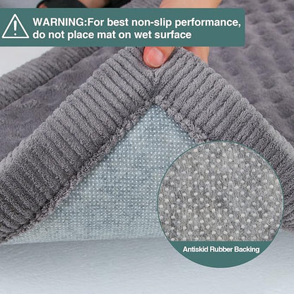 Gray Dog Crate Pad 48x30 inch Memory Foam Large Dog Kennel Bed Soft Flannel Washable Anti Slip Puppy Sleeping Mat,Grey