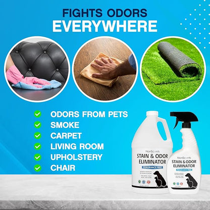 NonScents Stain & Odor Eliminator - Pet Odor & Stain Remover for Dog and Cat Urine - Fragrance Free (1 Gallon)