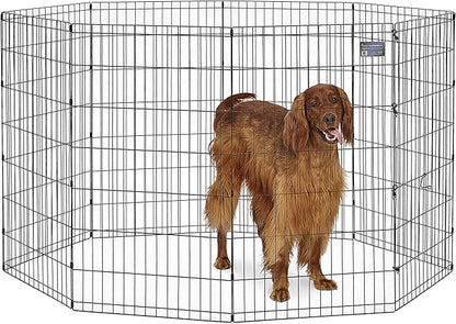 MidWest Homes for Pets Dog Exercise Pen & Playpen, 24" W x 42" H, with Door, Black