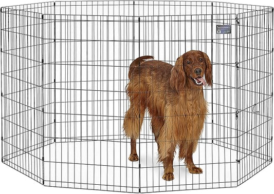 MidWest Homes for Pets Dog Exercise Pen & Playpen, 24" W x 42" H, No Door, Black