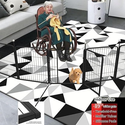 Puppy Playpen Indoor/Outdoor,24'' Portable Dog playpen with Easy-Carry Straps,8 Panels Dog Pen Play Pen for Small Dogs,Rustproof Pet Playpen for Camping RV Yard(with One Door)